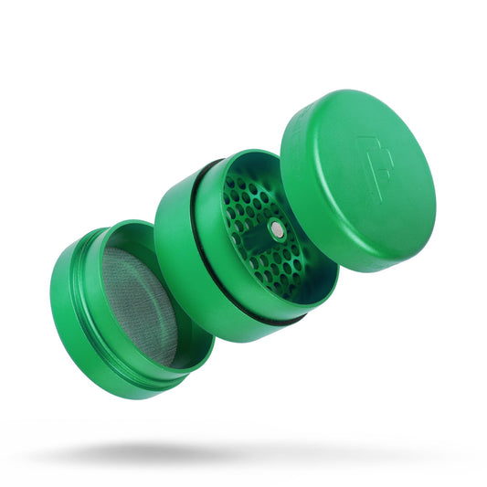 Pixel Cartel Herb Grinder Spice Mill 2.5 inches - Green Metal - Flower Mill Innovation - Teethless Grinder