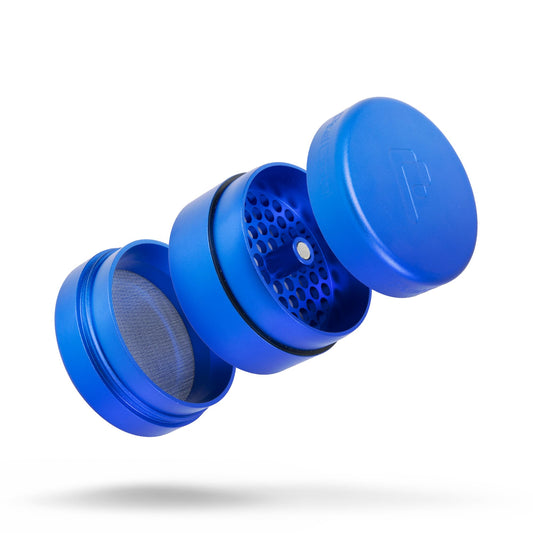 Pixel Cartel Herb Grinder Spice Mill 2.5 inches - Blue Metal - Flower Mill Innovation - Teethless Grinder