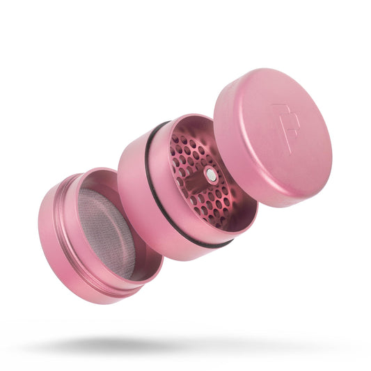 Pixel Cartel Herb Grinder Spice Mill 2.5 inches - Pink Metal - Flower Mill Innovation - Teethless Grinder