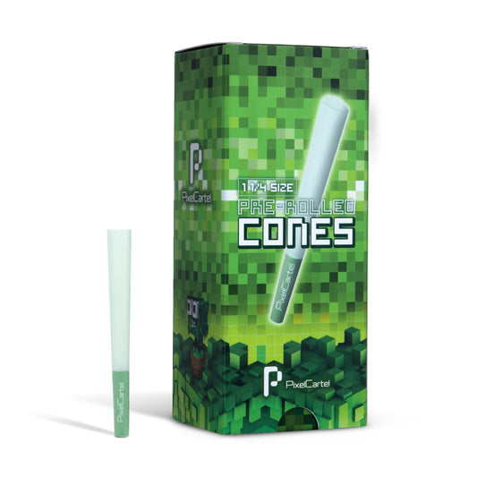 Pixel Cartel Pre Rolled Cones - Green and Blue King Size and 1 1/4 Variation