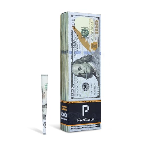 100 Dollar Pre-Rolled Cones - King Size - 50 Cones - Paperboard Packaging - Plastic-Free Storage