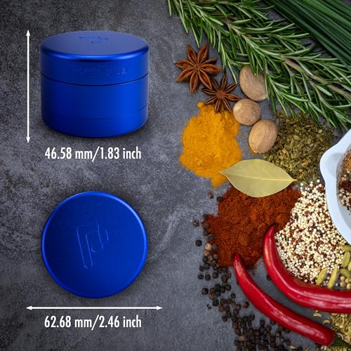 Metal Herb Grinder 63mm (2.5”) - Premium Aluminium Herb & Spice Grinder - 4 Piece Manual Grinding Mill with Pollen Catcher - Large Capacity Grinder - Pixel Cartel