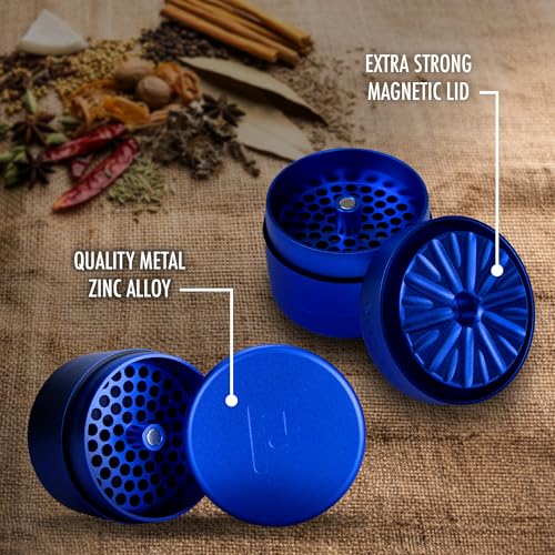 Metal Herb Grinder 63mm (2.5”) - Premium Aluminium Herb & Spice Grinder - 4 Piece Manual Grinding Mill with Pollen Catcher - Large Capacity Grinder - Pixel Cartel
