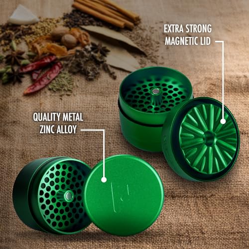 Metal Herb Grinder 63mm (2.5”) - Premium Aluminium Herb & Spice Grinder - 4 Piece Manual Grinding Mill with Pollen Catcher - Large Capacity Grinder - Pixel Cartel