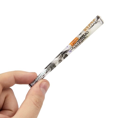 100 Dollar Pre-Rolled Cones - 50 Pack King Size with Tips & Packing Sticks | Hundred Dollar Bill Rolling Papers - Benjamin-Inspired